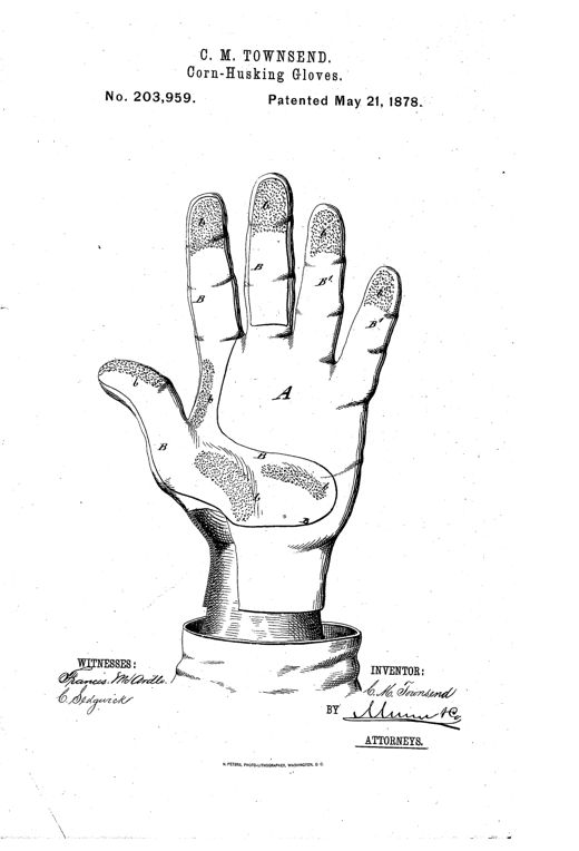 Line drawing of an open right hand wearing a leather glove, with letters A, B, B1, and b marking rubber-and-sand coated strips on the fingertips, finger joints, and palm.